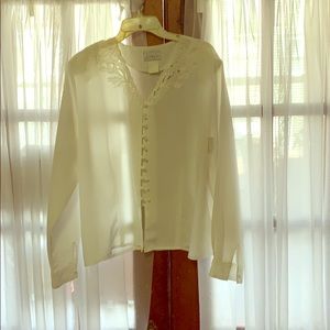 Flower cut our shoulders button down dress blouse